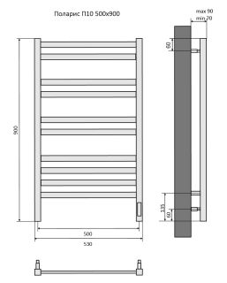Электрический полотенцесушитель Aquatek Поларис AQ EL KO1090CH П10 50x90см хром